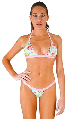 my sexy bikini - String Triangel Bikini Mini Rosa Blau - Marquises - (Unter: 38/40 | BH: 2)