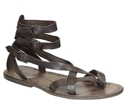 Gianluca - Sandalo Gladiatore Uomo in Pelle Color Fango - Codice Modello: 564-U-CUOIO - Taglia: 43 EU
