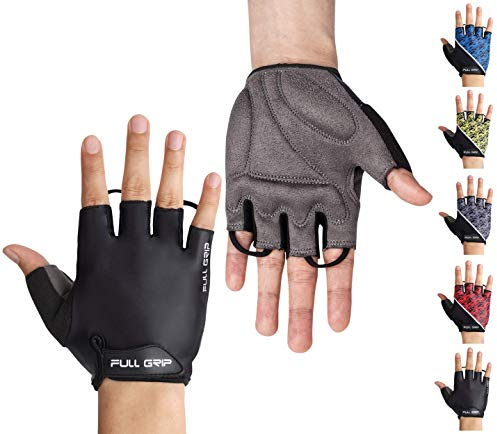 FULL GRIP Halbfinger Fahrradhandschuhe für Männer & Frauen mit stoßdämpfender, Rutschfester und widerstandsfähiger Handinnenfläche für den Radsport inkl. gratis Trainings E-Book