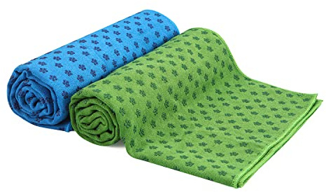 voidbiov Asciugamani per tappetino da yoga con borsa per il trasporto in rete, ad asciugatura rapida, antiscivolo, con impugnatura a pois, extra lunghi (185 x 62 cm)