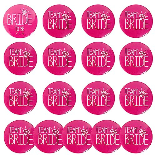 Yuccer 17 PCS Buttons Junggesellinnenabschied Accessoires 1 PCS Button Braut y 16 PCS Team Braut Button Bachelorette Party Accessories (Rosa) | 1 PCS Button Braut y 16 PCS Team Braut Button Bachelorette Party Accessories (Rosa)