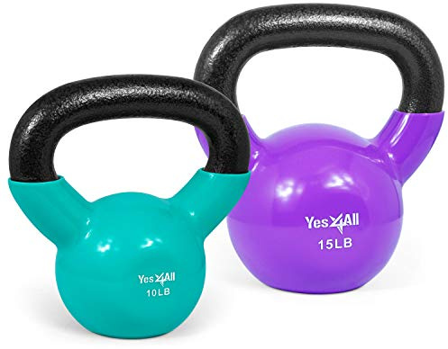 Yes4All XVWR Pesas de hierro fundido con revestimiento de vinilo, multicolor Juego de 4,5 + 6,8 kg