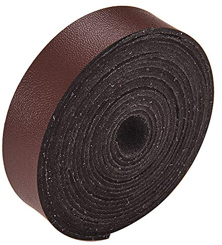 GORGECRAFT Lederband 1,5 cm breit 200 cm lang 2mm dicken Mikrofaser-Kunstleder flach geflochten Lederband für Handwerk Werkzeug Werkstatt handgefertigt Kaffee