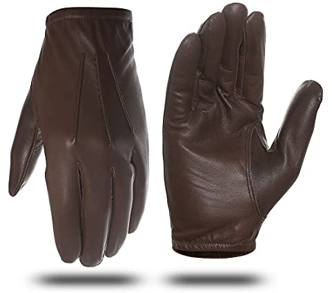 Harssidanzar Guanti da polizia in pelle da uomo sottili sfoderati GM031EU,Sella,taglia XL