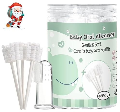 Camiee 48PCS Toothbrush – Disposable Newborn Tongue Cleaner & Gum Cleaning Gauze, Oral Hygiene Care for 0-36 Months Baby (1 Pack)