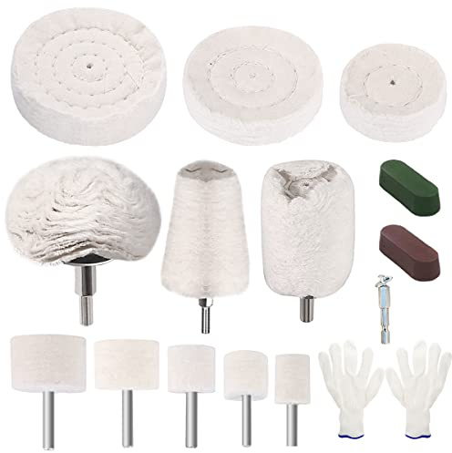 WeeGoo 15 Pcs Car Polishing Pads for Drill, Metal Drill Polishing Wheels | Cone/ Column/ Mushroom Buffing Wheel for Motorcycle Car Metal Aluminum, Wood