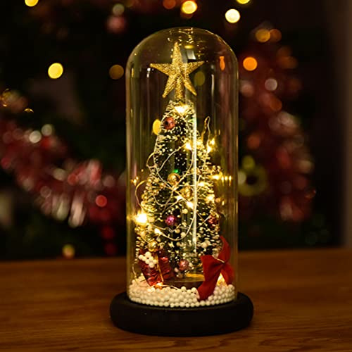 Christmas Tree in Glass Dome, Christmas Tree with Led Light in Glass Dome for Christmas,Best Gifts for Girlfriend Wife Girls