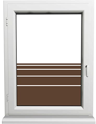 INDIGOS UG Sichtschutzfolie - selbstklebend matt - braun - dynamische Streifen - Fenster - für Innen und Außen geeignet - Schaufenster - Sonnenschutz - Fensterfolie - Glasdekorfolie