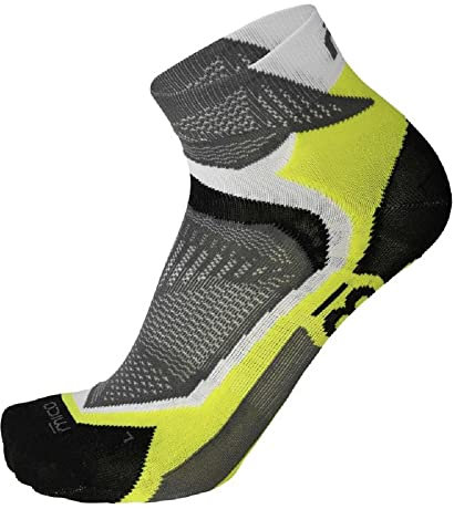 MICO Run-Socke, Unisex, Extralight Weight X-Performance, Weiß-Gelb Fluo, 38-40