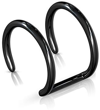 ile aux piercings faux piercing anneau double oreille lobe bijoux acier sans percage imitation à clipser noir black cartilage