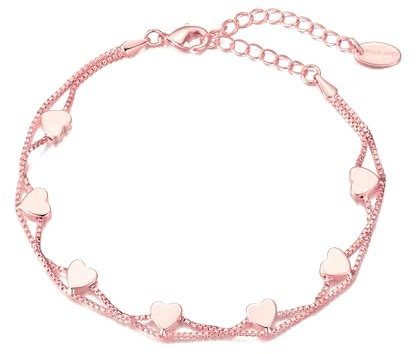 Philip Jones Rose Gold Plated Heart Bracelet
