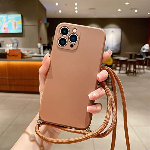 Emlivi Chaîne pour iPhone 11 - Housse de protection avec cordon - Bandoulière avec cordon de serrage - Housse de protection avec sangle élégante - Coque en silicone souple TPU avec bandoulière - Étui