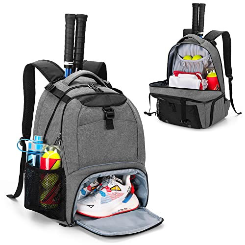 DSLEAF Tennisrucksack für 2 Schläger, Tennistasche mit separatem belüftetem Schuhraum für Tennis,Pickleball,Badminton,Squashschläger und Zubehör