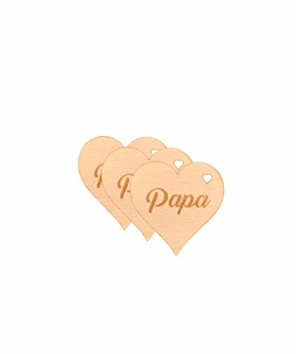 Geschenkanhänger Herz aus Holz | Personalisiert mit eigenen Wunsch-Namen | Holz-Anhänger für Geschenke Weihnachten Geburtstag 3er Set