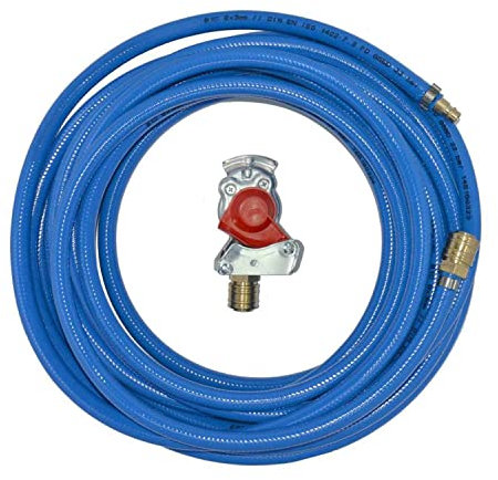 Druckluftschlauch blau mit Kupplungskopf rot ohne Ventil Werkstattanschluss, LKW, Traktor, Füllschlauch, Reifenfüllschlauch (5m DLS6x12BL m KKR-OV)