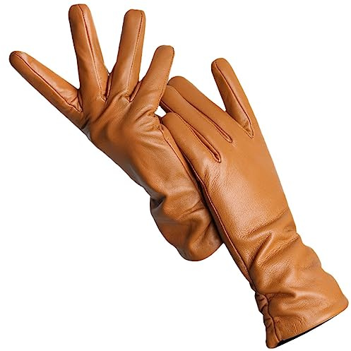 keusyoi Einfache Damen-Lederhandschuhe, Warme Schaffell-Damenhandschuhe, Dünne Fahr- Und Reithandschuhe Für Damen