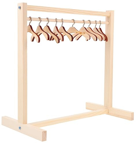 Zerodeko Armadio Per Bambole in Legno 12X12X7 Pollici Mini Mobile Guardaroba Bambola Con Appendiabiti Per Organizzare Vestiti E Accessori Casa Delle Bambole