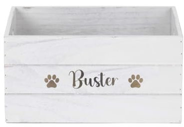 Dog Toy Box - Storage basket for Cat or Dog Toys Wooden Custom Treats Box for Dog Lead, Puppy Gift, or Birthday Present 25 x 35cm