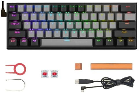 Z-11 Clavier Mécanique 60% USB Filaire 61 Touches Commutateurs Optiques RVB Rétroéclairé 21 Axes Jeu Bleu