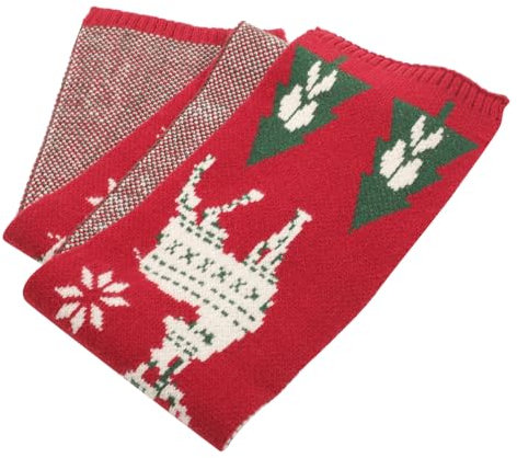 WRITWAA Weihnachtlicher Kinderstrickschal Langer Warmer Schal Für Jungen Und Mädchen Für Festliche Anlässe Roter Baum-design Kuschelig Und Stylisch Für Winter