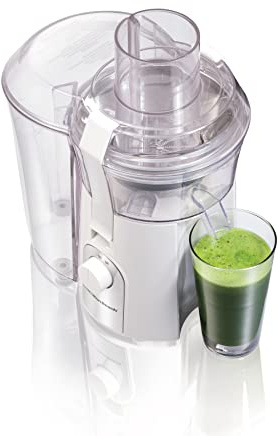 Hamilton Beach 67702 Juicer Machine, Big Mouth Large 3” Feed Chute for Whole Fruits and Vegetables, Easy to Clean, Centrifugal Extractor, BPA Free, 800W Motor, White (Renewed)