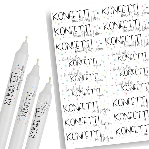 A4 Kerzentattoos Geburtstag | Kerzenfolie für Kerzen | Tattoo Folie Kindergeburtstag | Wasserschiebefolie für Stabkerzen | Geburtstagstisch Konfetti