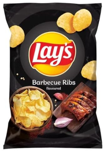 Lay's Barbecue Ribs flavoured 130g (9pack) By Mazovia Brands, 14.44 g (Pack of 9)