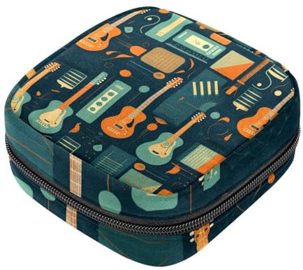 Perioden-Tasche, Aufbewahrungstasche für Damenbinden, Vintage-Gitarre, Musik, Tampon-Tasche für Geldbörse