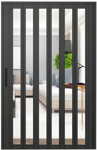 FalttüR 36 37 38in Multifold Schiebetür, Schwarzes Aluminium Innen Falten Akkordeon Tür Mit Top Track / Einzel / Doppel Raumteiler Tür Für Rv Mobile Home Schlafzimmer Küche ( Color : Black , Size : 32