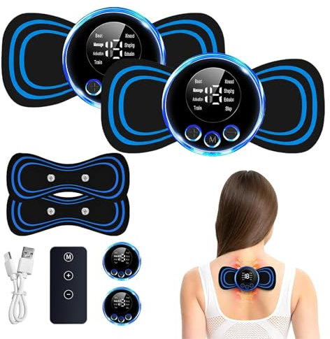 2pc EMS Massaggiatore Cervicale - 8 Modalità e 19 Livelli, Mini Neuropatia, per Alleviare il Dolore Muscolare della Schiena