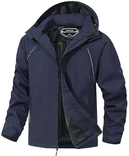 MAOYSSEN Outdoor Men's Waterproof Raincoat Windbreaker Lightweight Rain Jacket with Detachable Hood