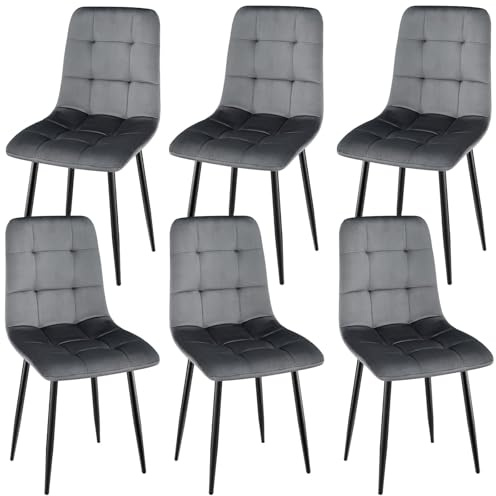 ANVOFONG Sillas de Comedor Pack de 6 Tela de Terciopelo