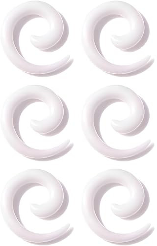 Decentraland 3 Paar Weiß 10 mm(00 G) Acryl Ohrloch Dehnspiralen Plugs Tunnel Kegel Dehnungsschnecke Acrylkegel Dehnschnecke Set Ohrringe Dehnstab Piercing Spirale Ohr Expander Frauen Herren