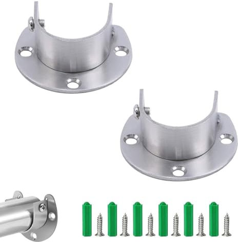 Rundrohr Halterung for Schrankrohr Stange, 32mm Kleiderschrank Kleiderstange mit Schrauben 2 Stück U-Form Kleiderstangenhalter Schrank Edelstahl Flansch Stangenhalterung für Gardinenstange