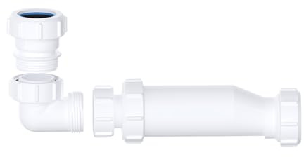 Sifone di scarico per vasca da bagno multi-orientamento da 1,1/2, autoserrante, 40 mm, senza acqua, kit di scarico salvaspazio, soluzione efficiente per i rifiuti del lavandino con capacità di sifone