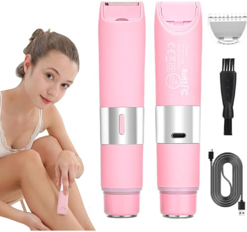 2 in 1 Doppelkopf-Haarentferner für Frauen, wiederaufladbarer Epilierer, Mini schnurloser elektrischer Gesichtshaarentferner für Körper Gesicht, Bikinizone, Achselhöhlen, Arme, Bein