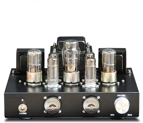 Amplificatore a valvole, amplificatore a valvole HiFi ibrido stereo integrato, amplificatore stereo HiFi, 6,8 WX2 RMS, con copertura antimagnetica del trasformatore, per musica audiofila, home theate