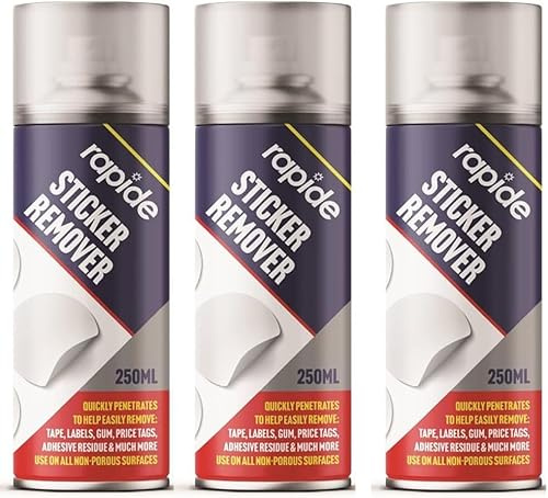 AOC24-250ML Sticker Gum Remover Spray - Gel Label Price Tag Adhesive Tape Remover Spray Can - Easy-to-Use Aerosol Can for Quick Cleaning of Glass, Metal, Plastic, and Wood - for Home, Office, (3)