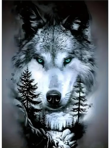 ZGDYi 5D DIY Diamond Painting Wolf, 5D Diamant Painting Kits Bilder für Erwachsene, DIY Vollständige Diamant Kunst Set, DIY Malen nach Zahlen für Anfänger und Profis, Gemälde Wanddekoration (30x40cm)