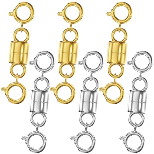 6 delar magnetiska halsbandslås, magnetiska lås för halsband Armband Magnetiska halsband Fästelement Magnetiska smyckeslås för smycken hantverk (guld/silver)