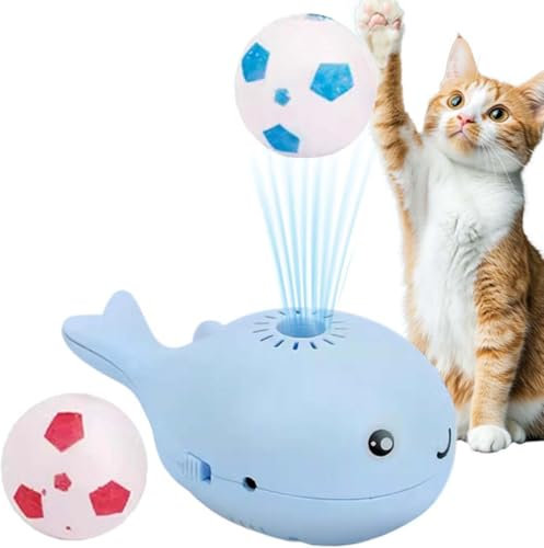 Floating Ball Cat Toy, Electric 2-in-1 Whale Floating Interactive Cat Toy, Wal Schwimmend Katzenspielzeug, Elektrisches automatisches Katzenspielzeug, Wiederaufladbarer interaktiver katzenball (Blau)