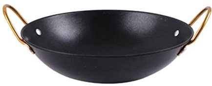Prettiee Wok Chino de Acero Inoxidable, Wok Coreano, japonés, para mariscos, Olla arrocera, sartén, Olla para cocinar (Negro)