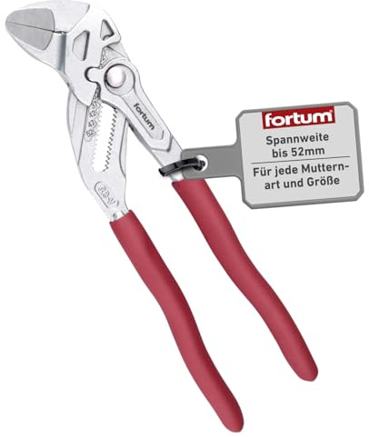 FORTUM Zangenschlüssel 260 mm I verstellbare Schlüsselzange aus robustem CrV-Stahl I Rohrzange mit 52 mm Reichweite I ideal für Heimwerker & Profis I Zange mit geraden & parallelen Backen