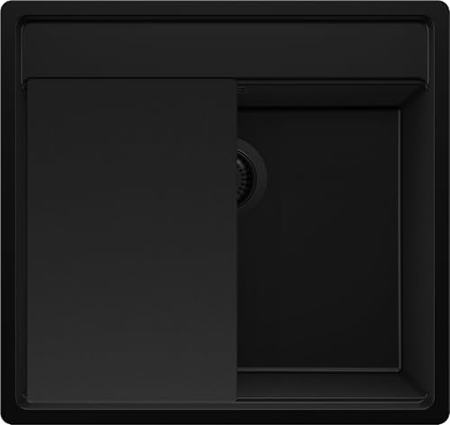 PRIMAGRAN Evier Cuisine en Granit au Meuble 60cm + Kit de Vidage, 56x53cm