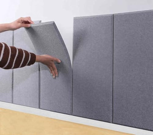 YSPZDQ Selbstklebende Anti-Collision Wandpaneele, 3D Weiches Verdicktes Wandpolster, Samt Schalldämmendes Wandkissen, Feuchtigkeitsabweisend für Wohnzimmer & Schlafzimmer(Gray,30 x 60 cm 5pcs)