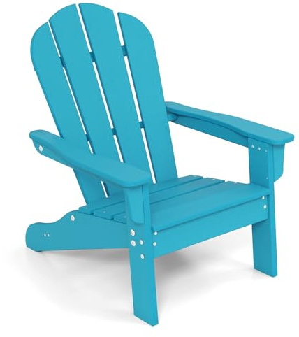 GOPLUS Adirondack Stuhl für Kinder, Adirondack Chair wetterfest aus HDPE mit ergonomischer Rückenlehne & Breiten Armlehnen, bis 75kg belastbar, Kinderstuhl Outdoor Garten Kinderzimmer (Türkis)