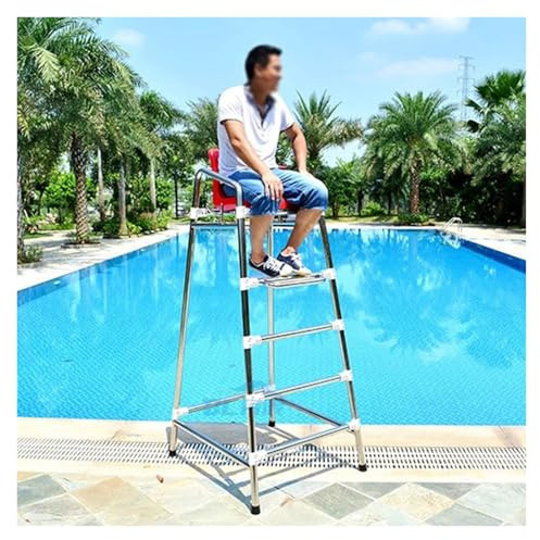 Chaise de sauveteur Chaise haute pour sauveteurs et arbitres, 190 cm, ultra-haute, portable, Chaise de sauvetage, pour piscine, terrasse, plage, lac, autoportante, en acier inoxydable, Chaises d'obser