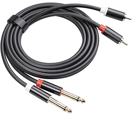 ZJchao Cavo Audio, Cavo Fono da Maschio a Spina Maschile Doppio 1/4 '' TS a Doppio Audio Interconnect Maschio TS 2 Filo Maschile Freno in Oro Plughetta Oro Al