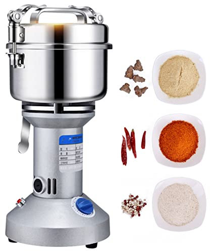 750g Elektrische Getreidemühle Schwungstyp Gewürzkraut Mühle Kräuterschleife Hohe Geschwindigkeit Edelstahl Müsli Pulverizer Mit Timer 0-5 Min Müslischbrecher Für Kaffeebohnen Nüsse Mehl