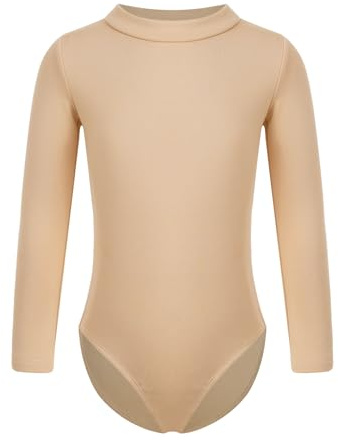 Vxuxlje Ginnastica Body Per Bambina Maniche Lunghe Body Color Carne Con Fodera In Pile Intimo Senza Cuciture Abbigliamento Da Danza